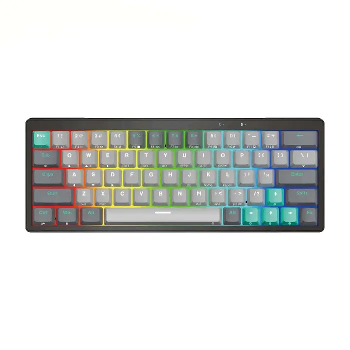 کیبورد بی سیم گیمینگ فنتک مدل Atom Pro 63 MK912 Blue Switch