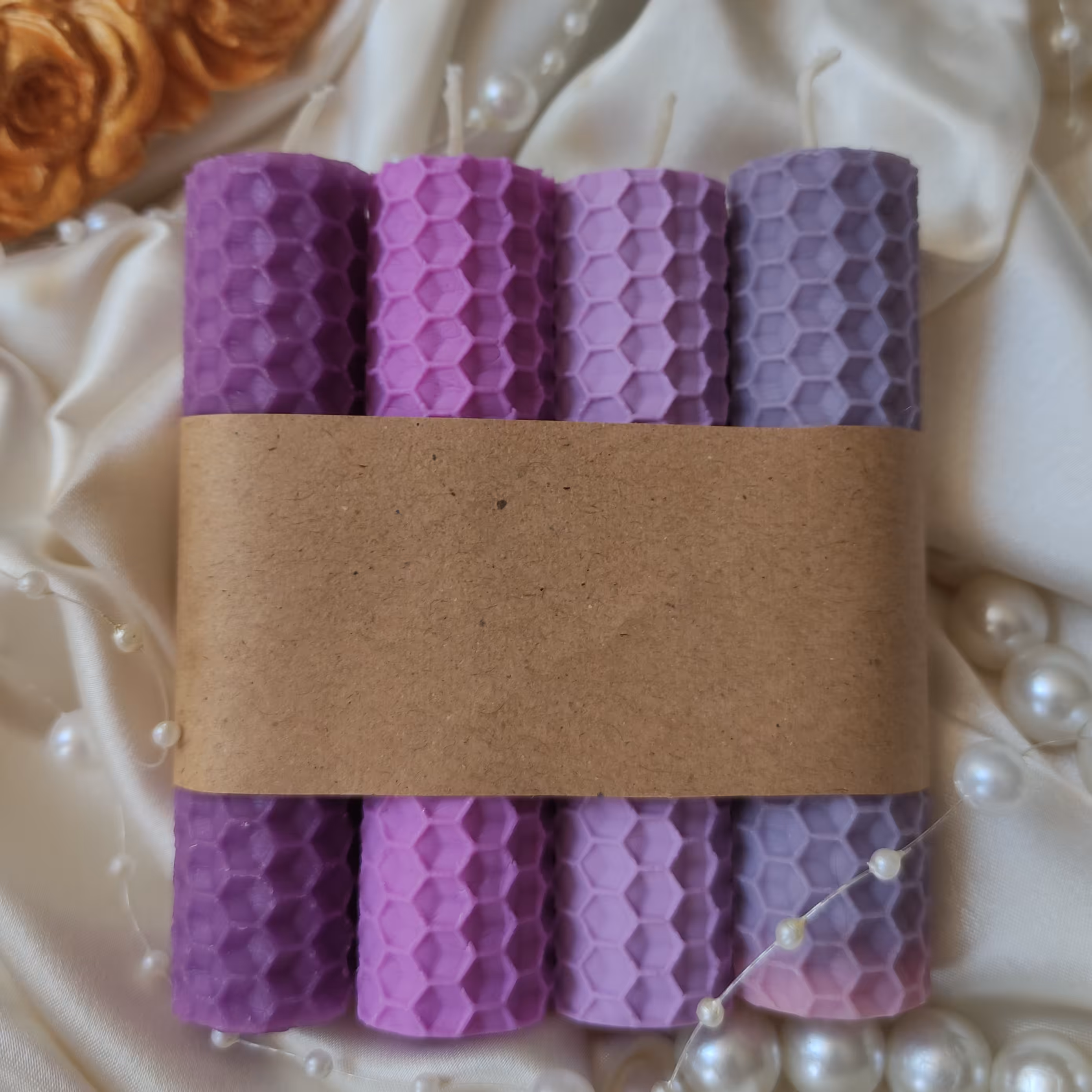 شمع موم عسلی 4عددی