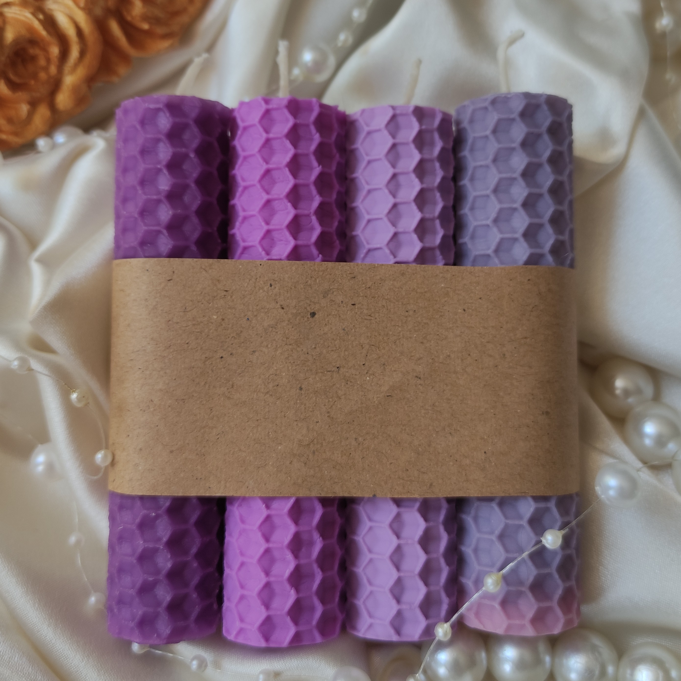 شمع موم عسلی 4عددی