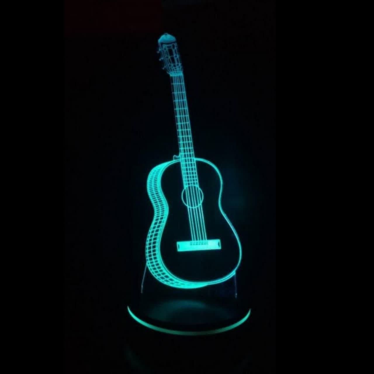 چراغ خواب سه بعدی مدل گیتار 16 رنگ ریموت دار