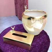 ست سطل زباله سطل آشغال و جا جعبه دستمال کاغذی کریستال کاراملی سلطنتی طرح گوزن مخصوص پذیرایی