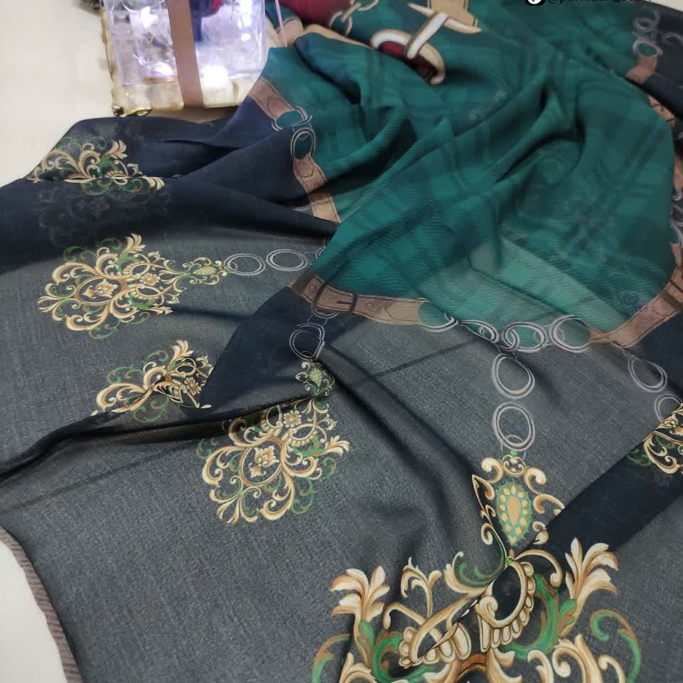 روسری حریر کرپ سبز
