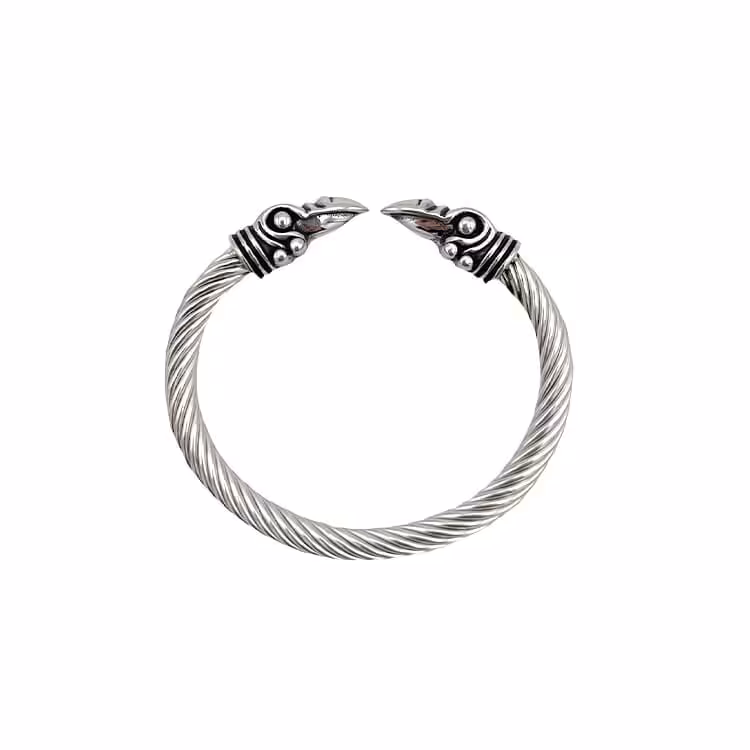 دستبند Vikings مدل دو سر کلاغ فنری (  بگ مخمل طرح وایکینگ)