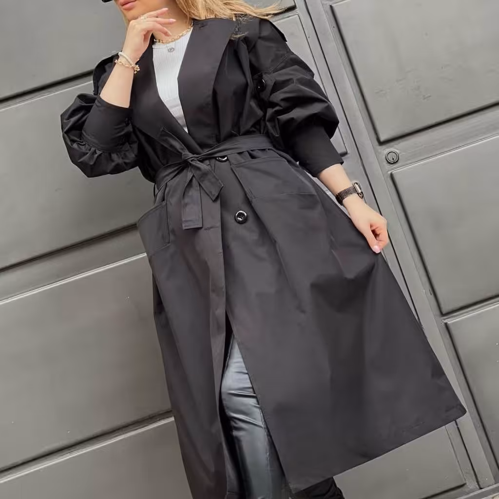 بارانی مزونی ترانه  بارانی  مانتوماییزه  مانتو بلند  پاییزه زنانه  مانتو بارونی   بارونی  