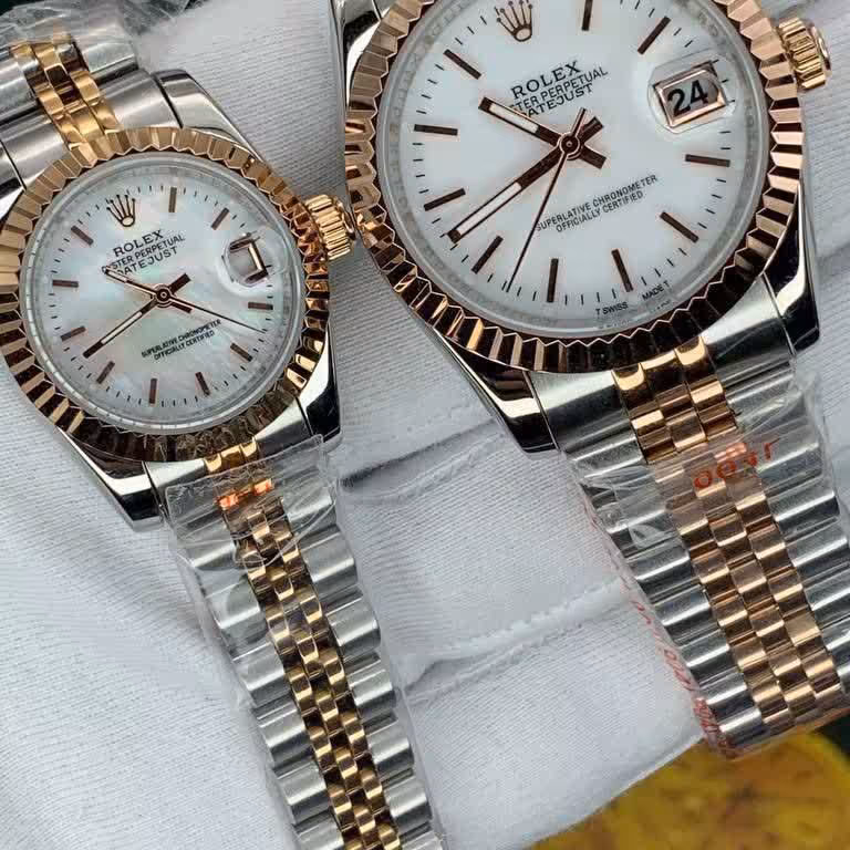 ساعت مچی ست مردانه و زنانه رولکس شیشه عدسی دار مدل مشهور دیت جاست ROLEX DATEJUST 