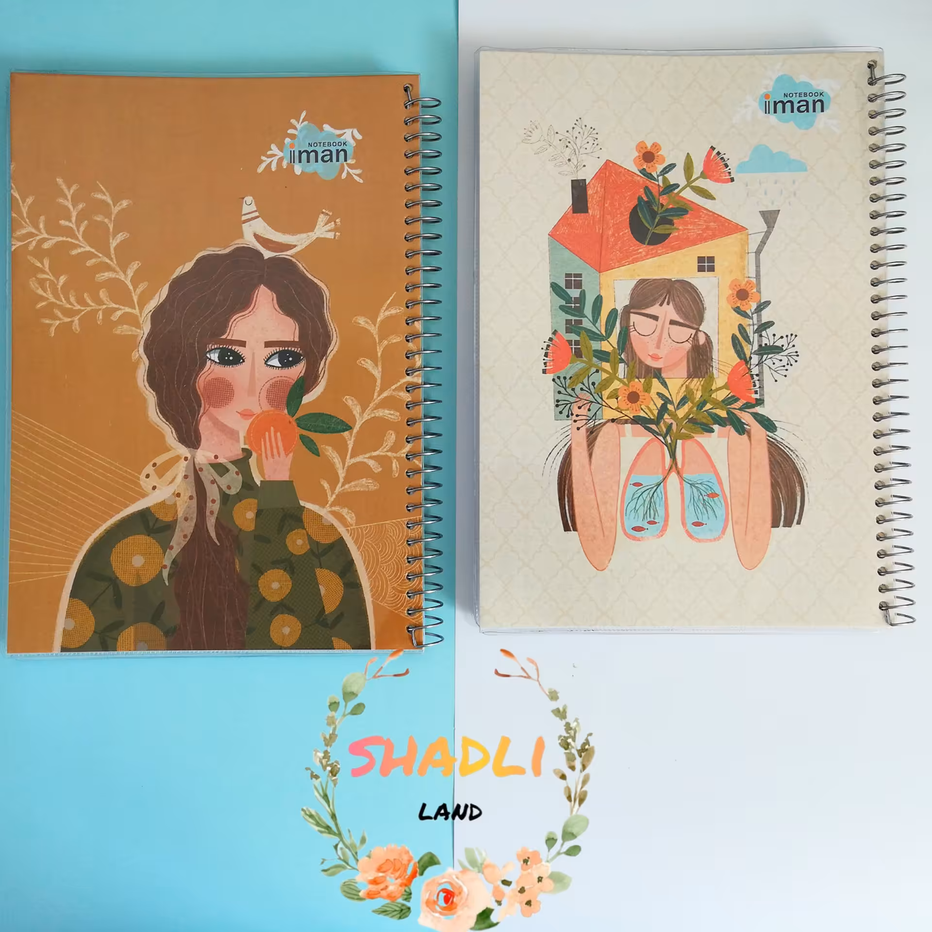 دفتر سیمی 100 برگ طرح تصویرسازی  زیبا و خاص .جلد طلقی کیفیت برگه ها عالی