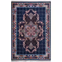 گلیم ماشینی طرح هیوا سورمه ای 