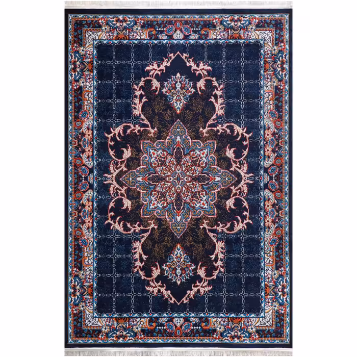 گلیم ماشینی طرح هیوا سورمه ای 