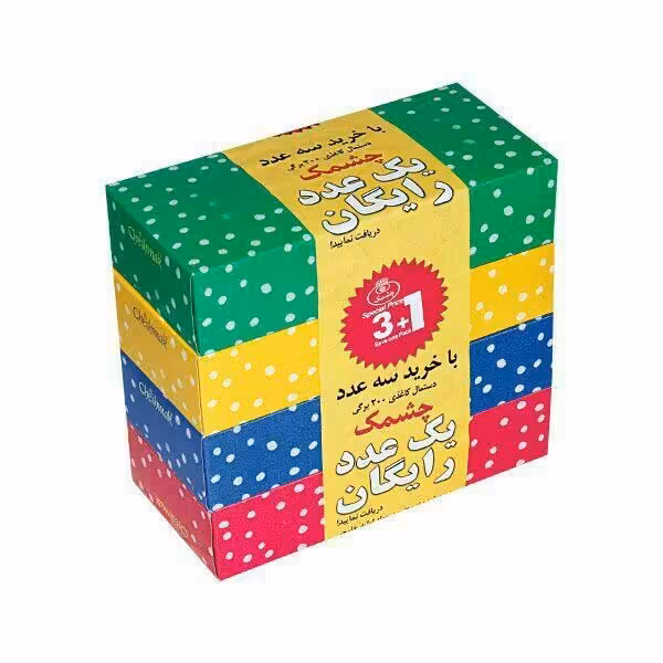 دستمال کاغذی 200 برگ چشمک مدل خالدار بسته 4 عددی
