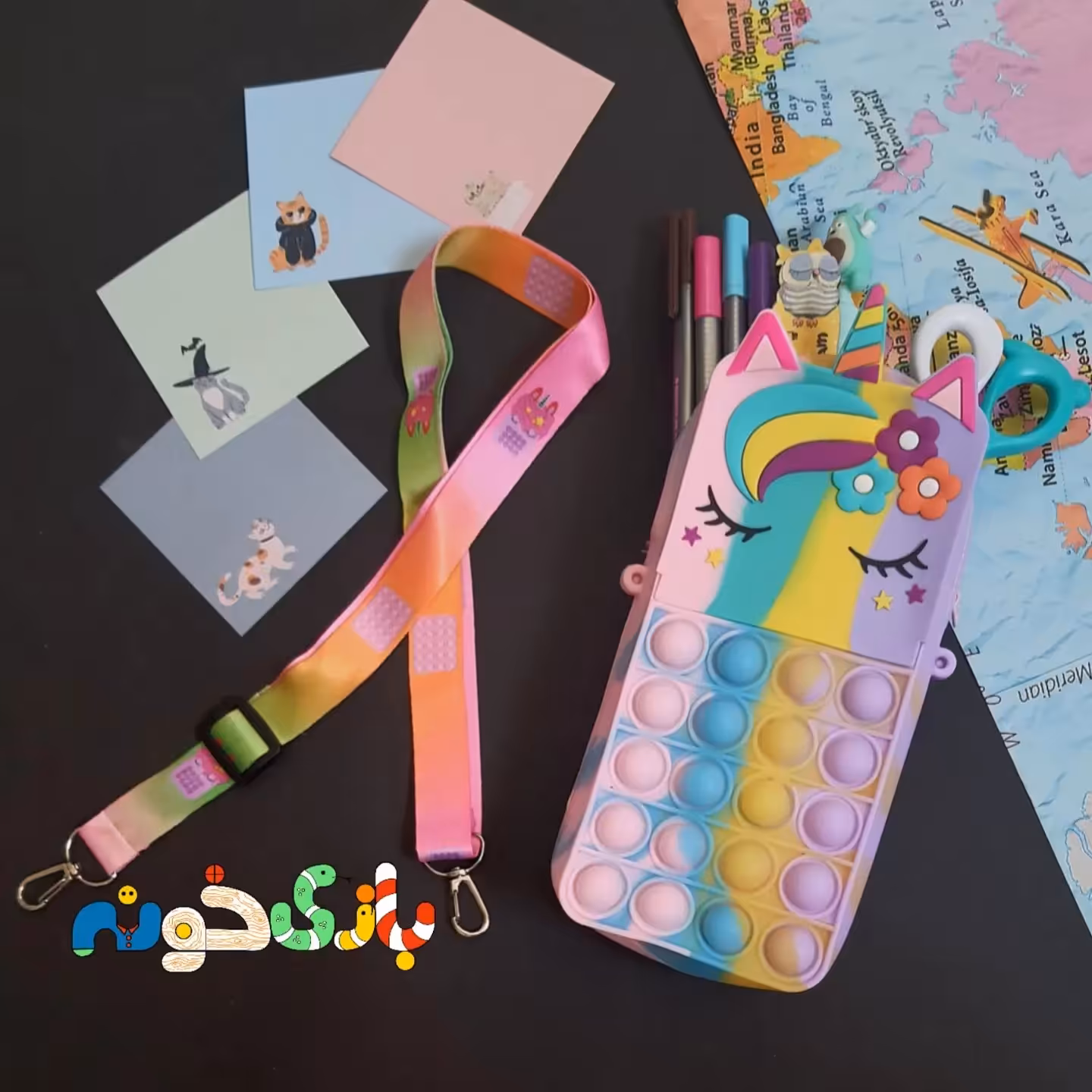 جامدادی کیفی سیلیکونی پاپیت بندی تک شاخ یونیکورن