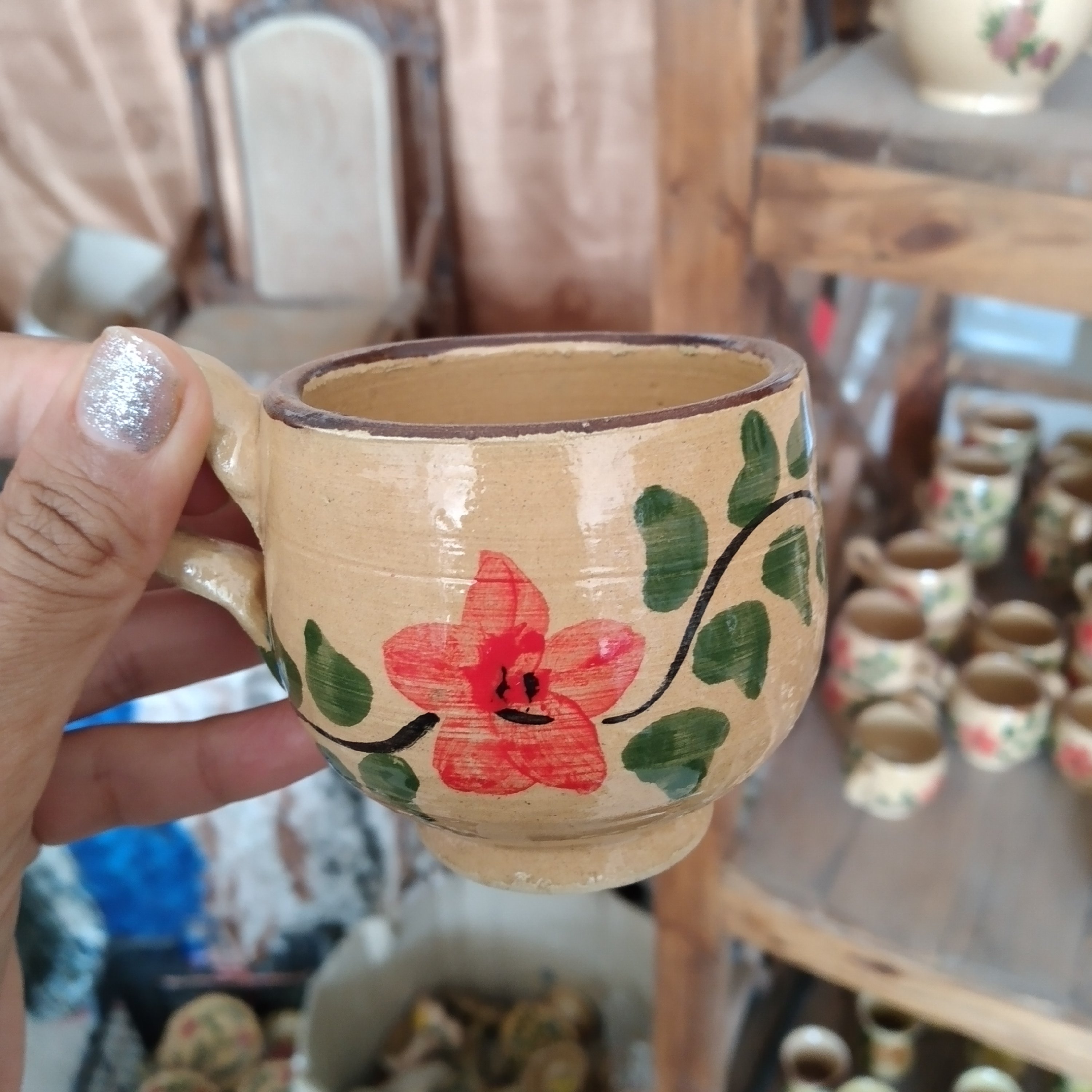 فنجان قهوه خوری لعابی دسته دار
