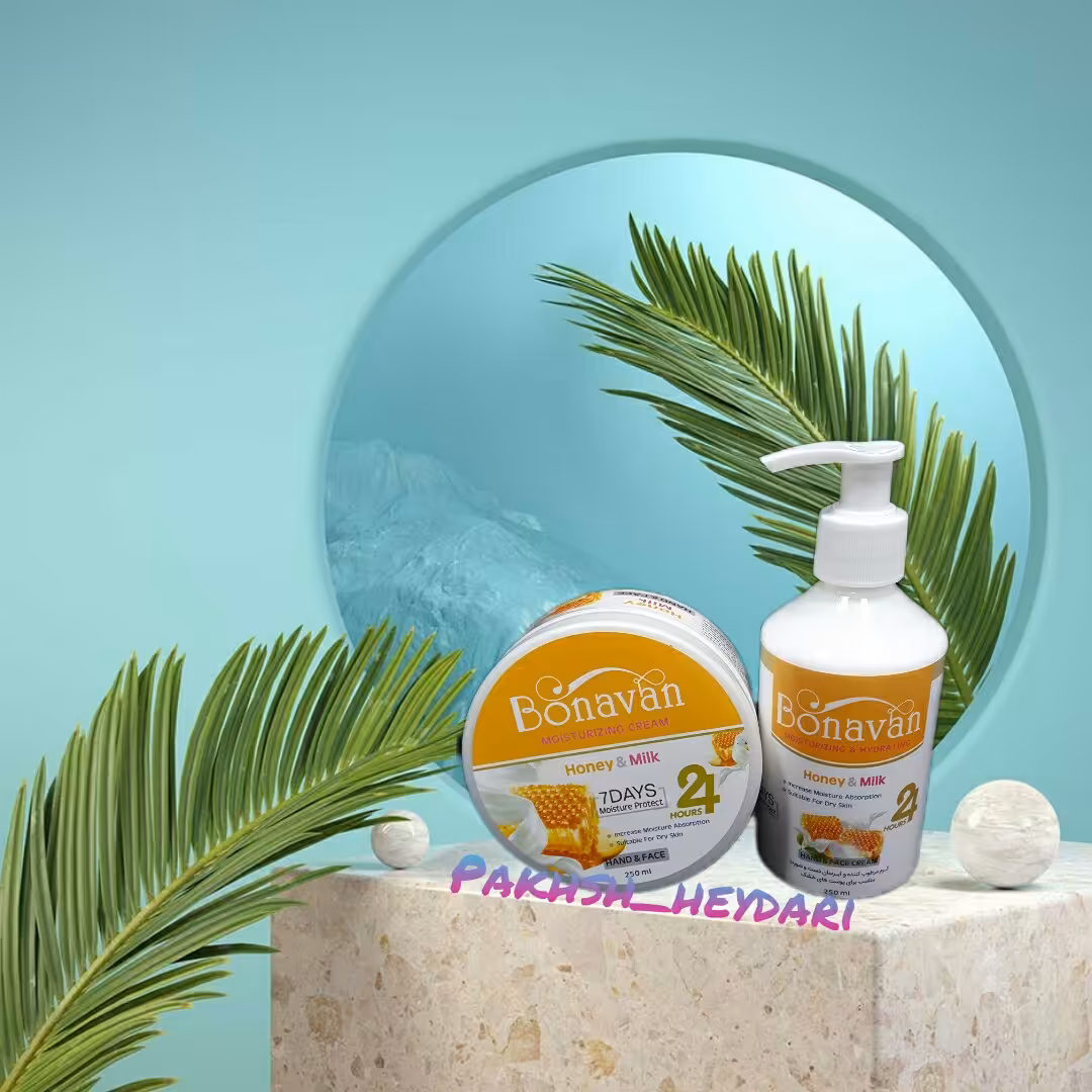 کرم نرم کننده . مرطوب کننده و ابرسان  شیر عسل  بناوان پمپی و کاسه ای 250 میل 