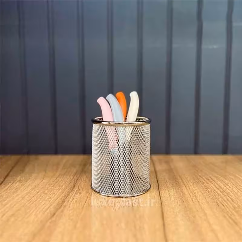 جا قلمی نقره ای فلزی توری | amazonchi