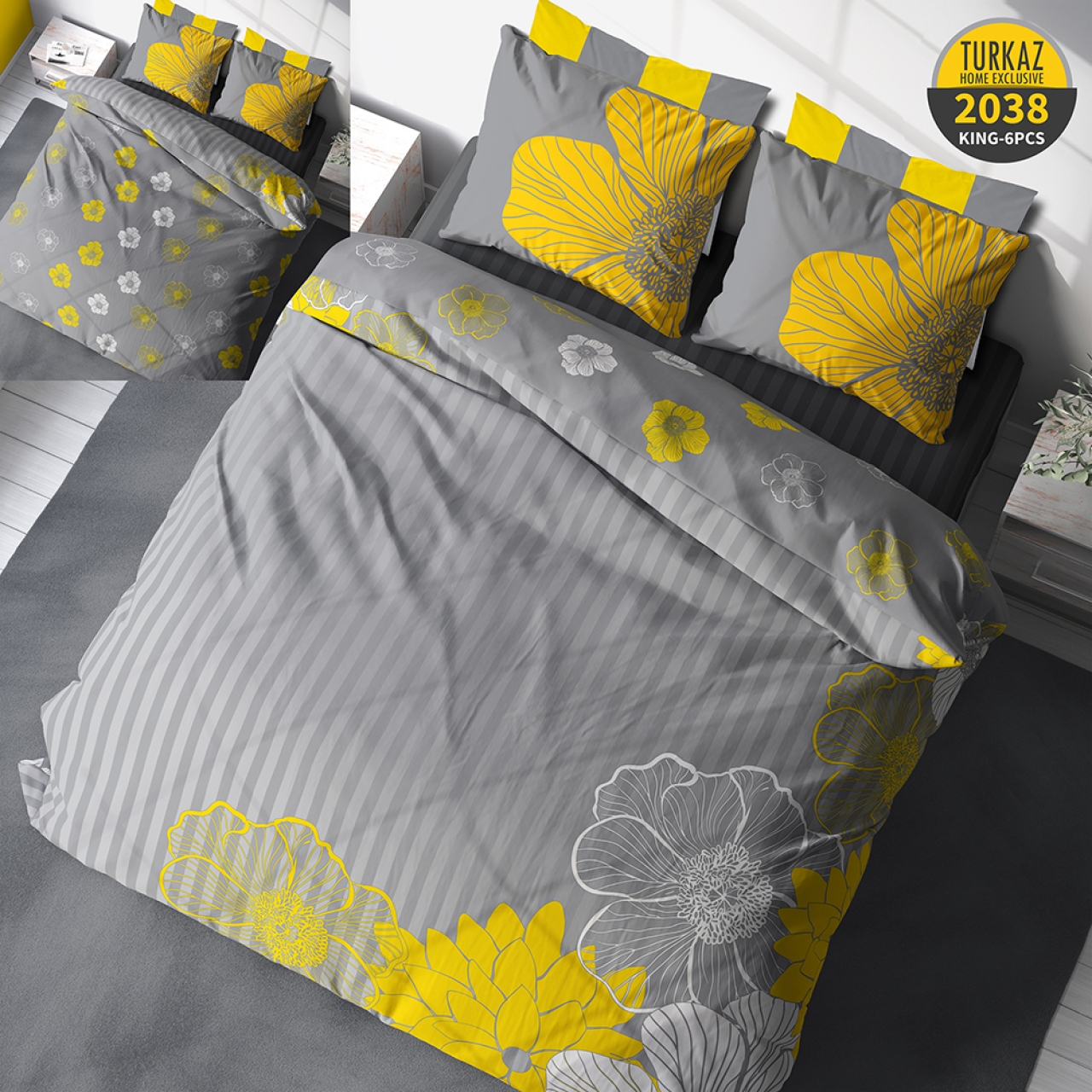 ست روتختی ترک آز کد 2038 دونفره 6 تکه