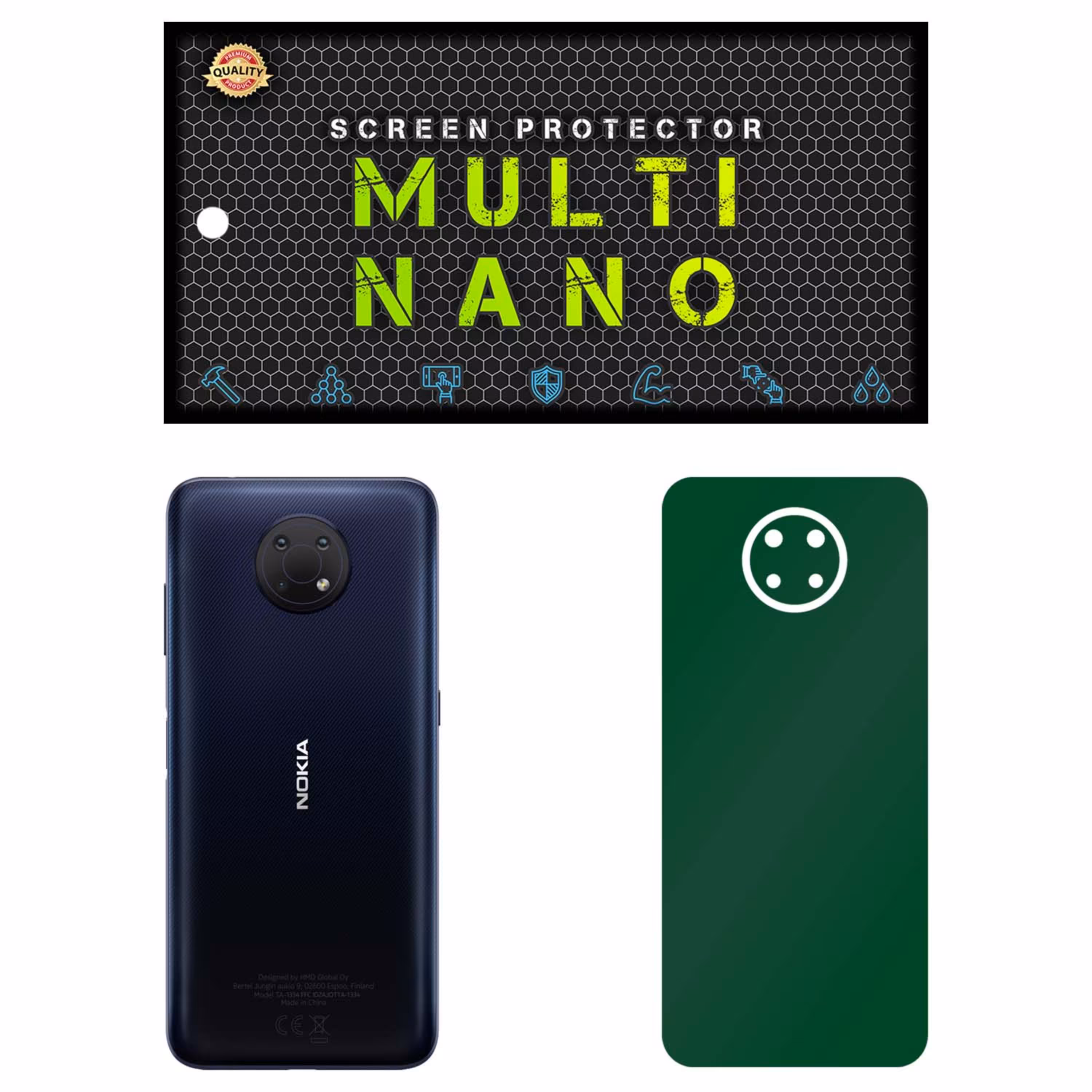 برچسب پوششی MultiNano مدل X-F1M برای پشت موبایل نوکیا G10 رنگ سبز تیره مات