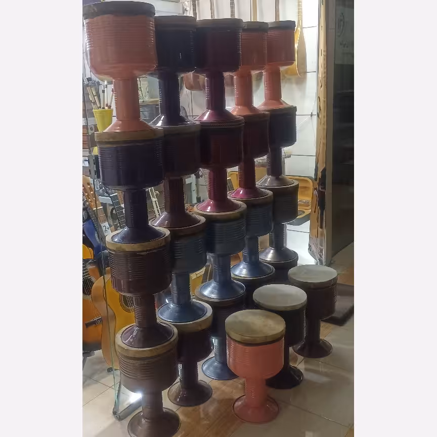 تنبک فلزی دهنه بزرگ با پوست بز درجه یک 