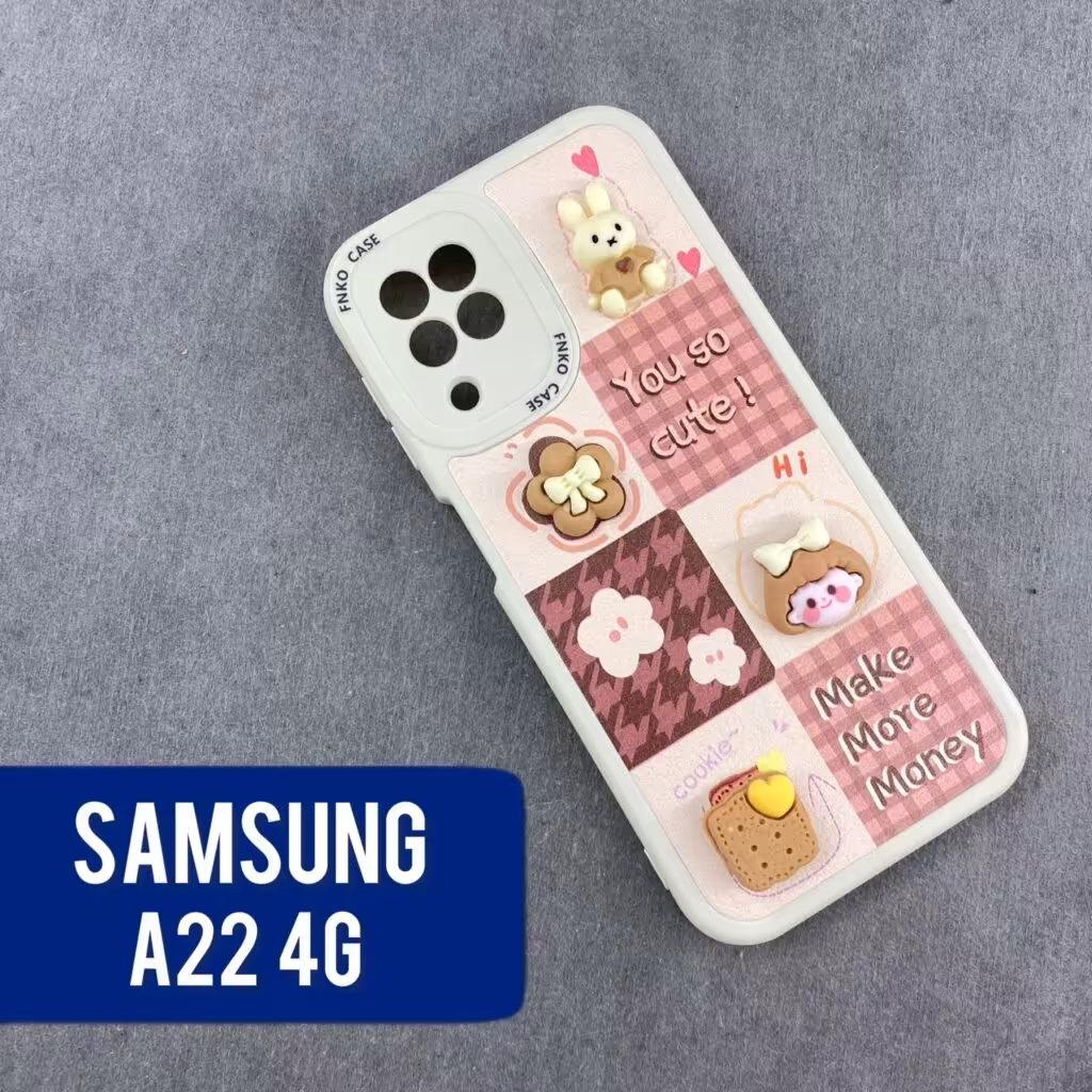 قاب گوشی سامسونگ A22 دختر بیسکوییتی برجسته محافظ لنزدار