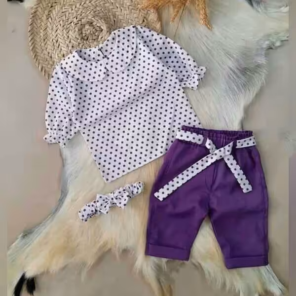 ست تاپ و شلوارک و هد در دو رنگ جذاب جنس کرپ مازراتی کیفیت عالی