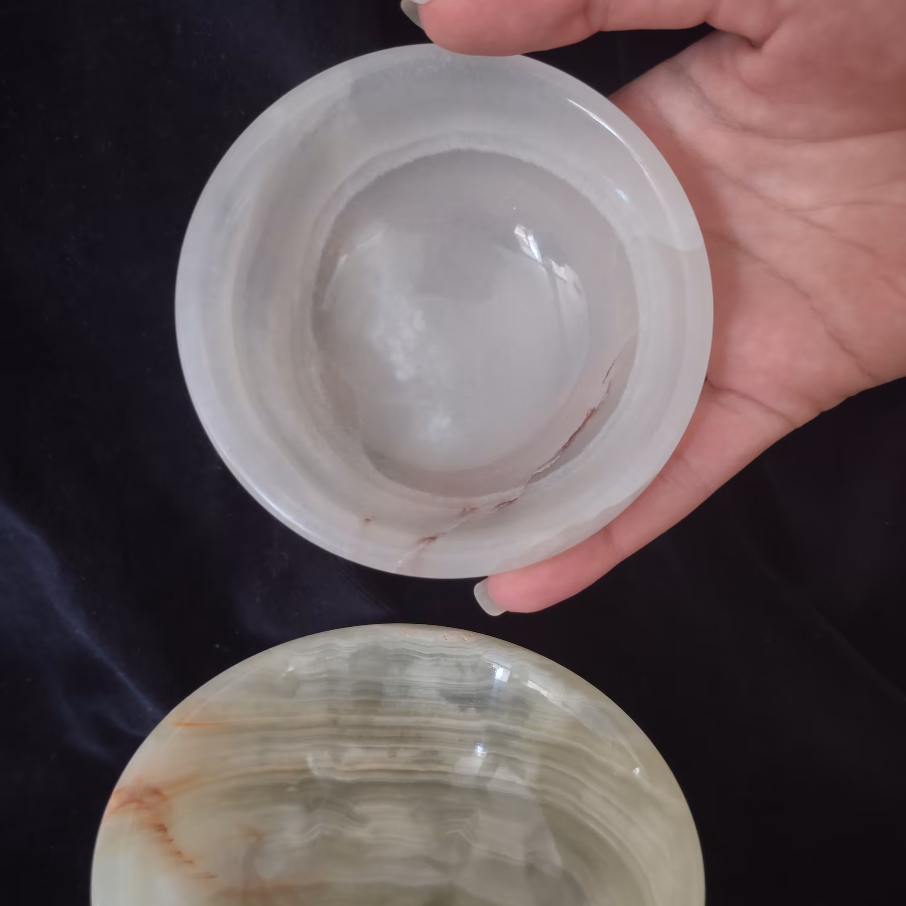 پیاله گرد سنگ مرمر سبز 10 سانتی