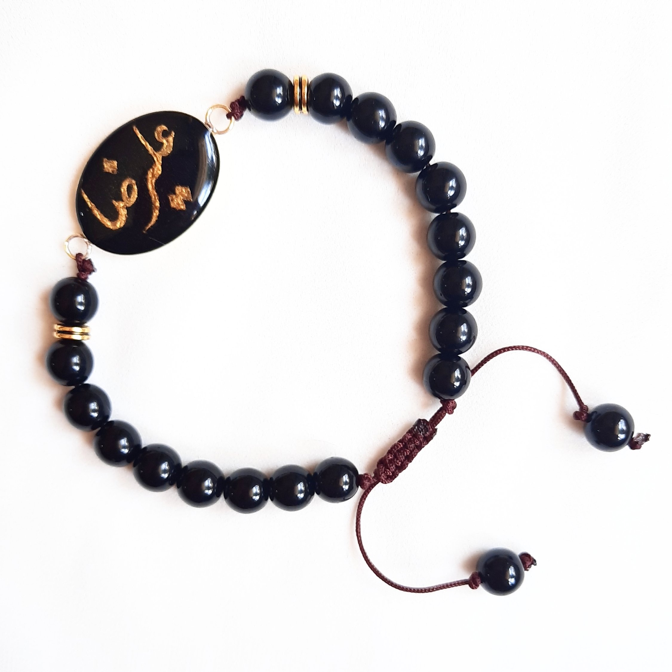 دستبند اسم سنگ اونیکس امکان نوشتن اسم دلخواه شما دستبند ست