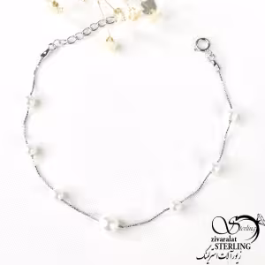 دستبند مرواریدی طرح جواهر با نقره ایتالیا