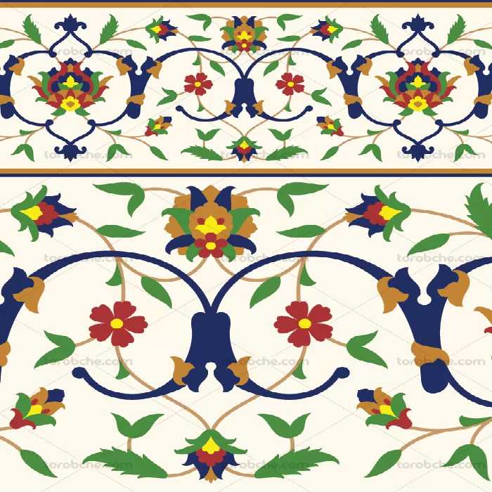 وکتور حاشیه تذهیب برای کاشی کاری - گرافیک با طعم تربچه