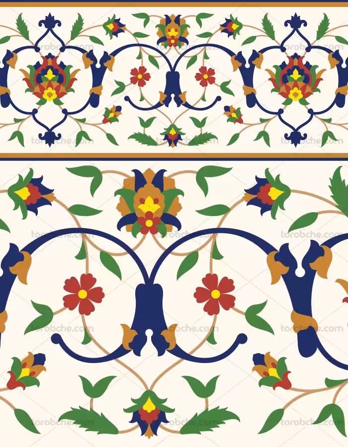 وکتور حاشیه تذهیب برای کاشی کاری - گرافیک با طعم تربچه