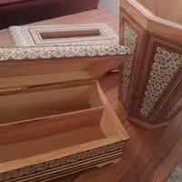 ست جعبه دستمال قاشق سطل چوبی (پس کرایه)