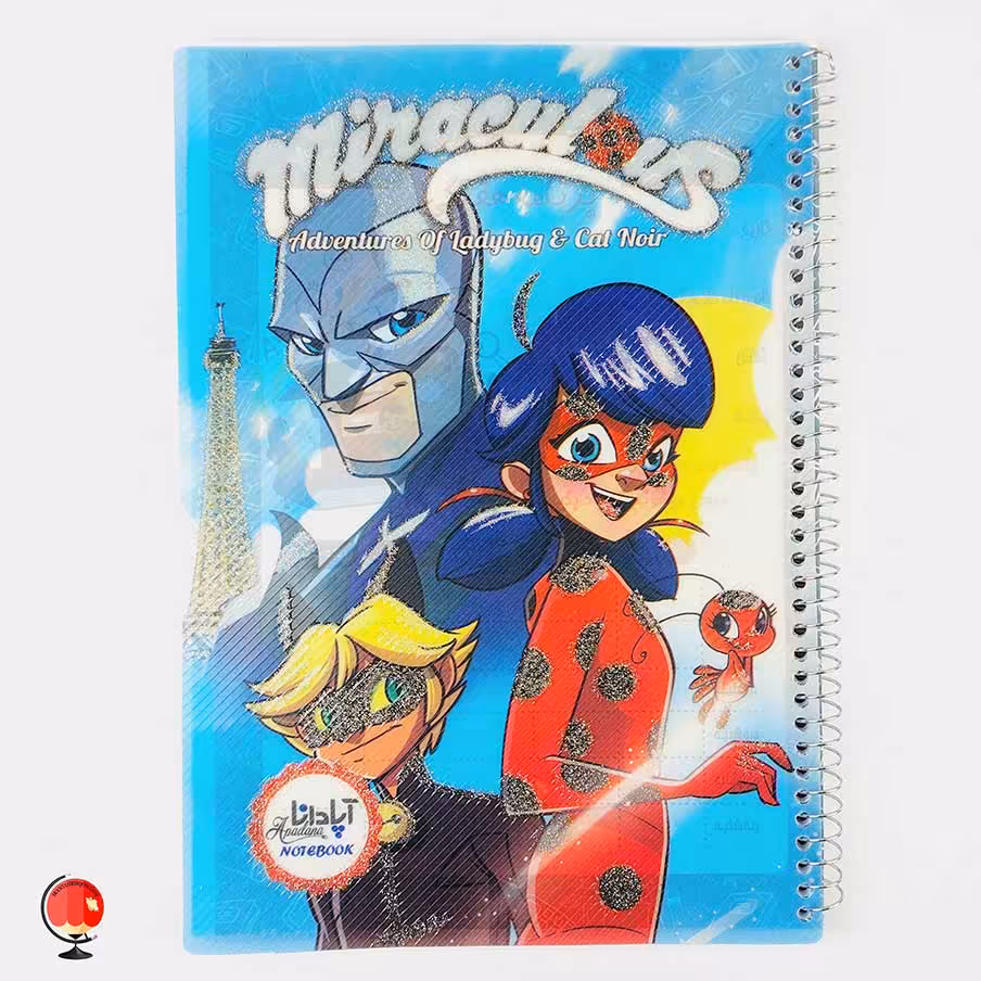 دفتر مشق 100 برگ سیمی طرح دختر کفشدوزکی جلد طلقی آپادانا