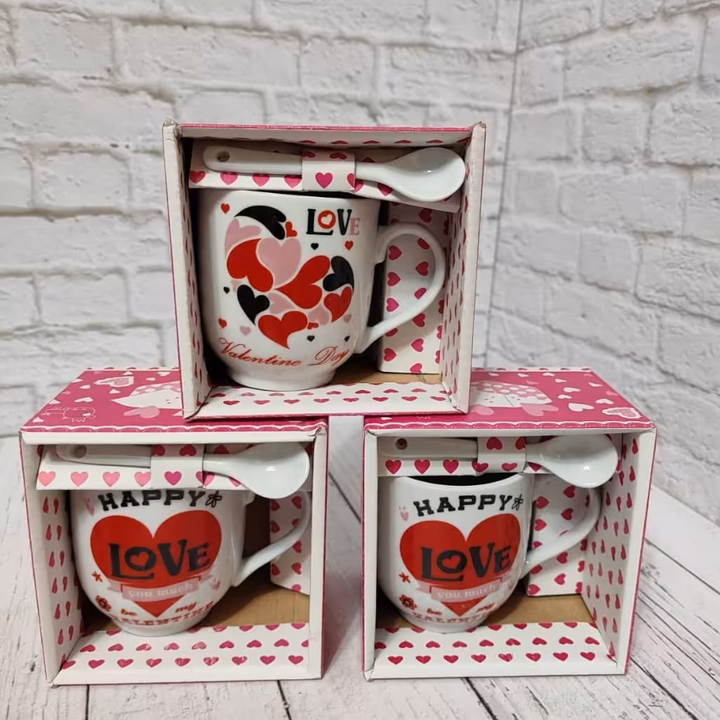 ست ماگ و قاشق سرامیکی طرح لاو