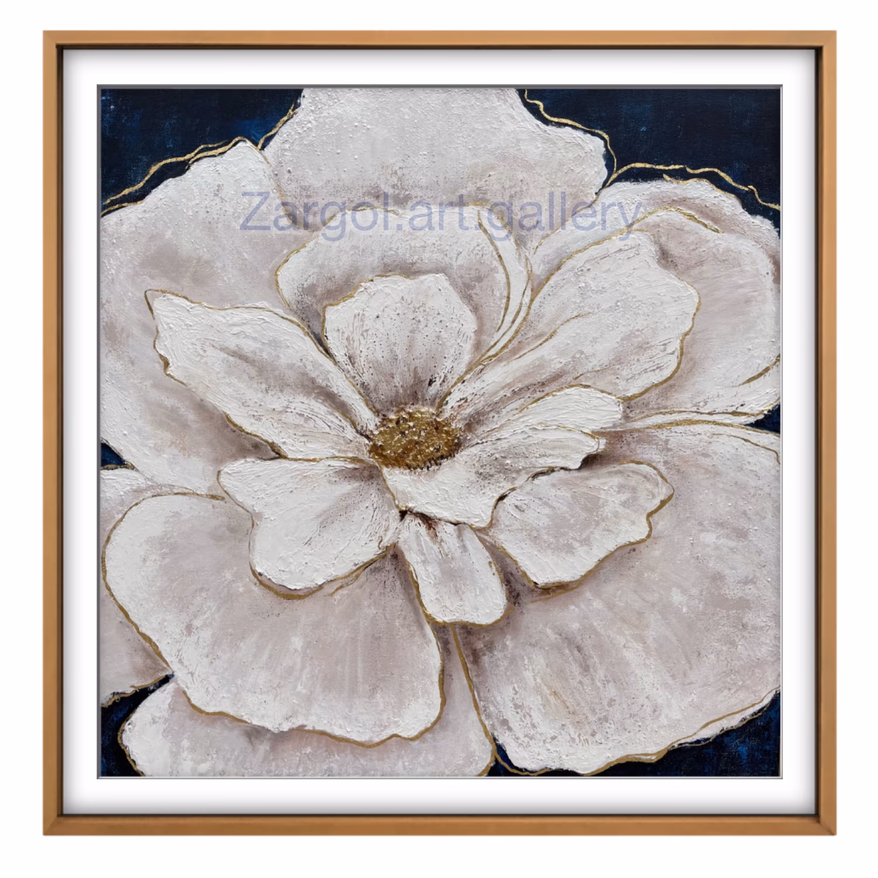 تابلونقاشی دکوراتیوطرح گل سفید ابعاد 70 در70 ارسال با ضمانت