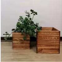 باکس گلدان چوبی چوب روس رنگ قهوه ای تیره ضد آب پوشش سیلر کیلر 