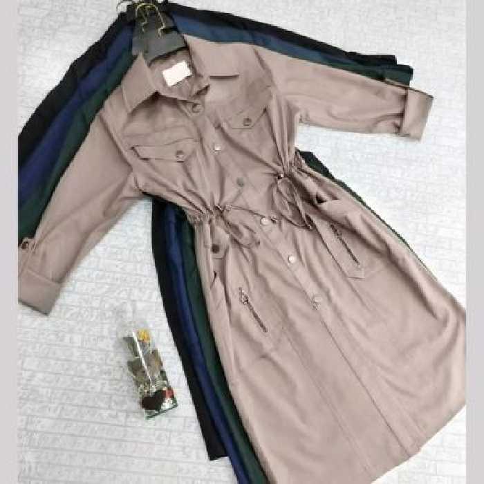 مانتو دکمه دار دانشجویی اداری تترون سایز بزرگ