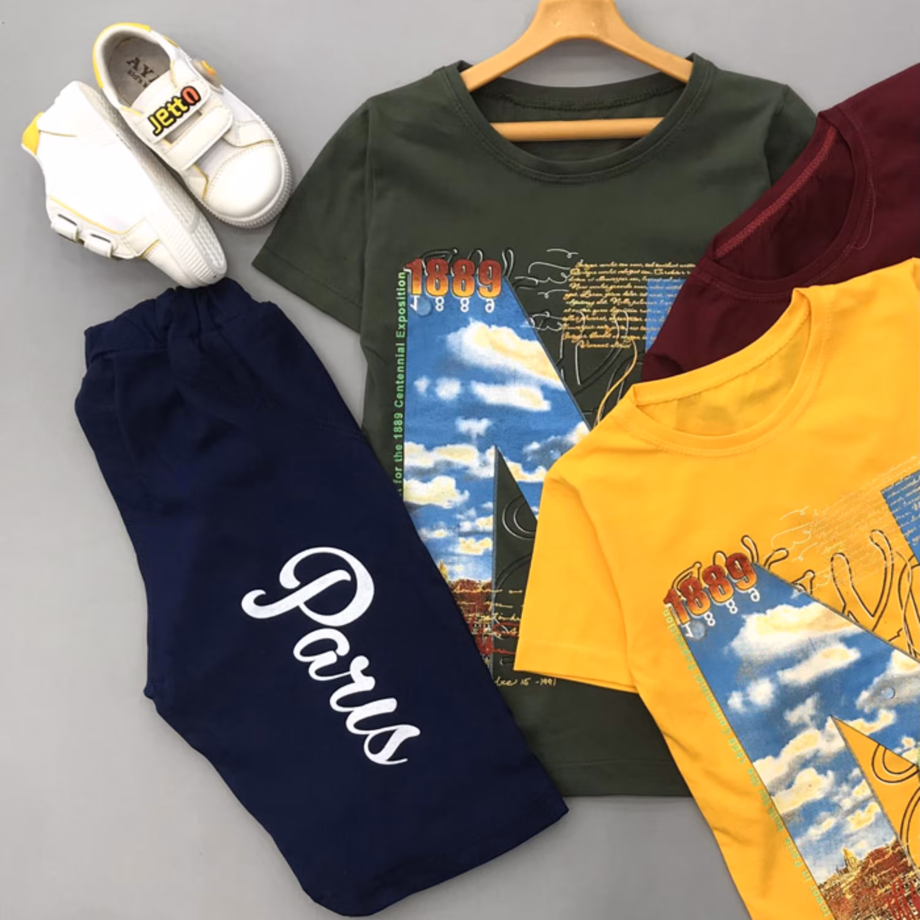 تیشرت و شلوارک پسرانه سایز 60 رنگ زرشکی مدل N پاریس