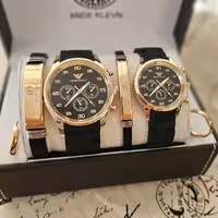 ست ساعت مردانه و زنانه آرمانی و دو دستبند چرمی و دو حلقه شیک