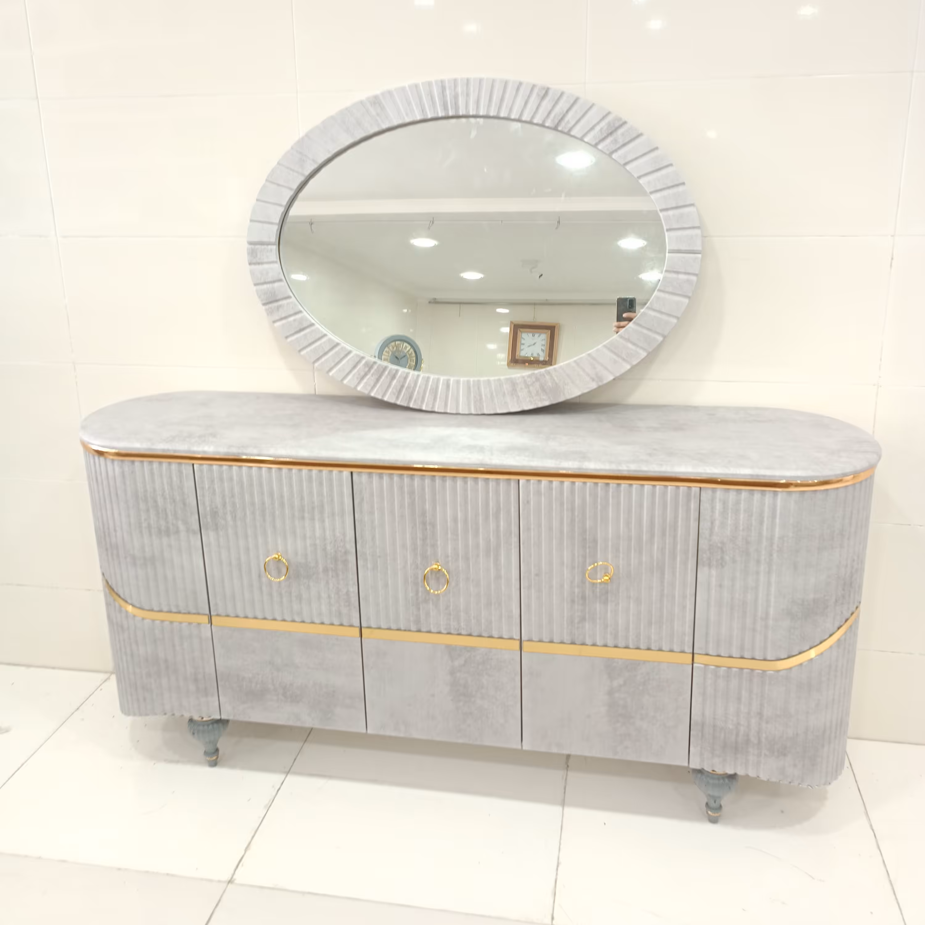 ایینه کنسول پرنس رنگ طوسی ابر و بادی