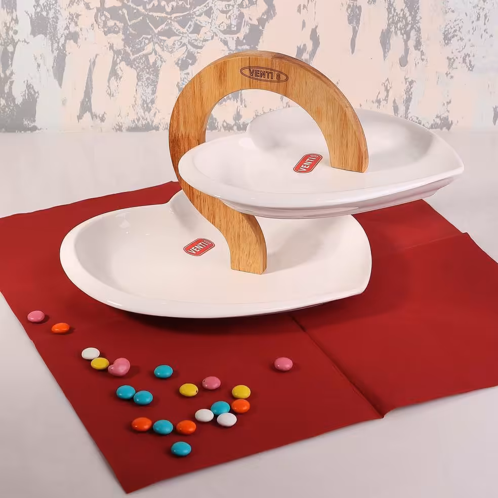 شیرنی خوری دو طبقه چوب سرامیک برند venti