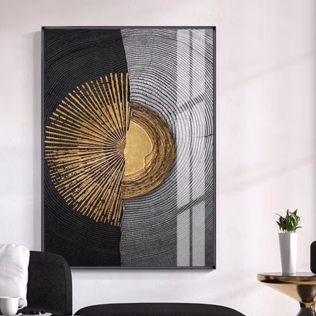 تابلو نقاشی مدرن آکریلیک و خمیر تکسچر و ورق طلا