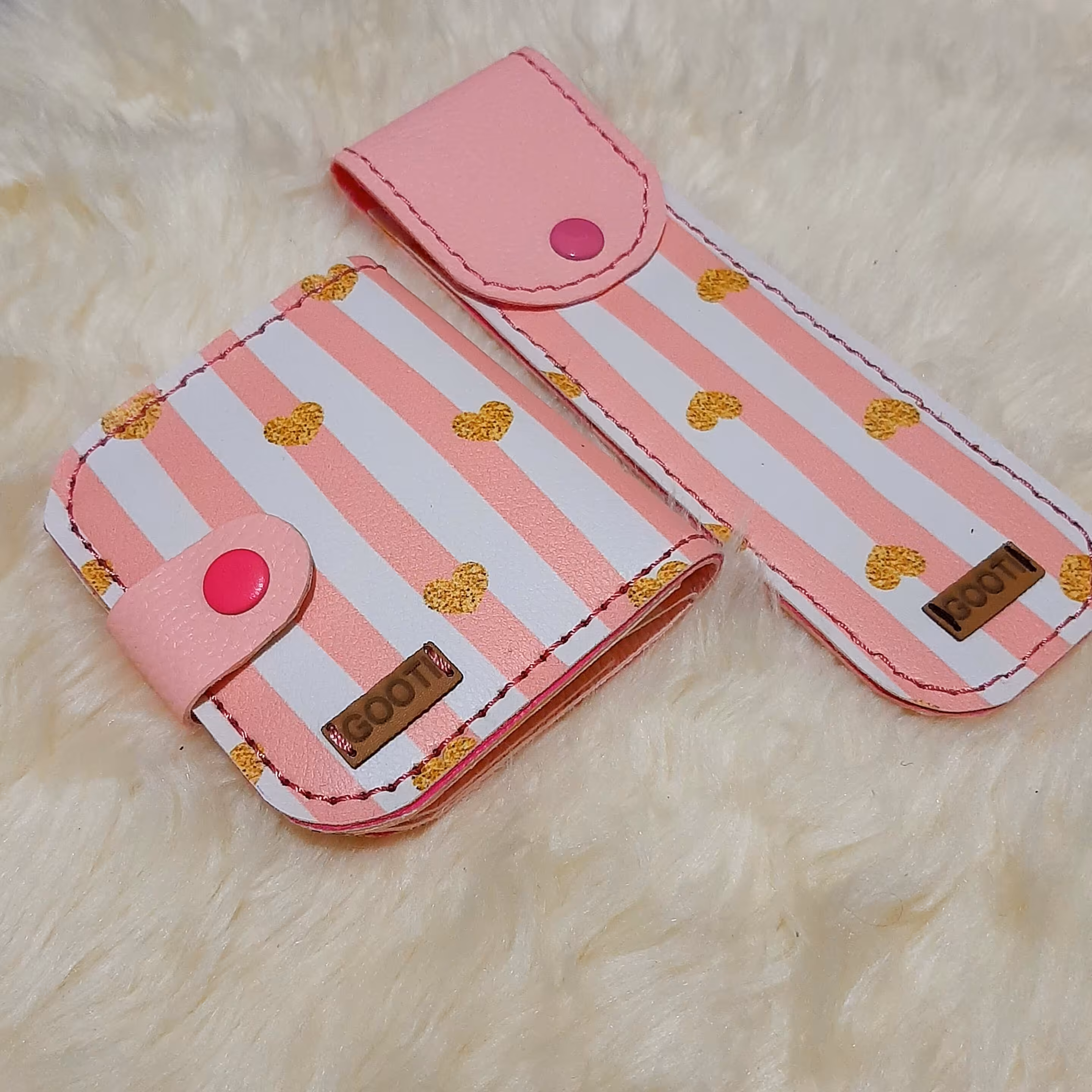 ست کیف پول و جامدادی دخترانه فانتزی طرح راه راه