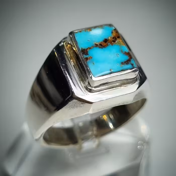 انگشتر فیروزه اصل نیشابوری دستساز  و اسپُرت