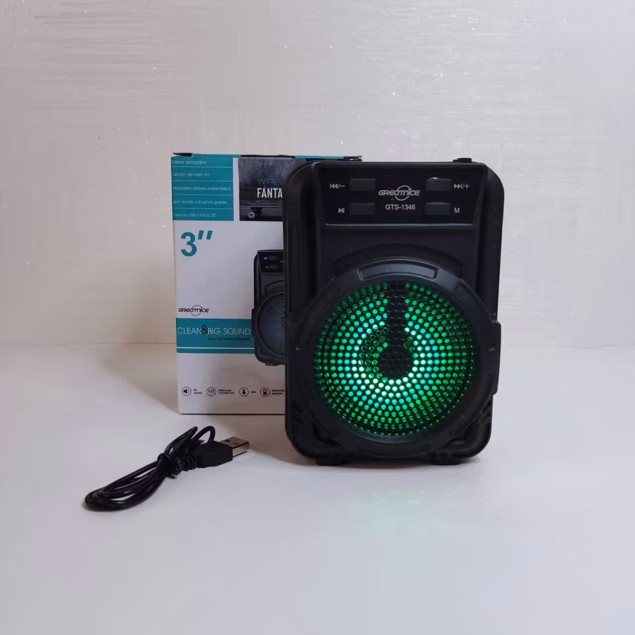 اسپیکر بلوتوثی قابل حمل gts-1346 فلش خور و رم خور دارای رقص نور