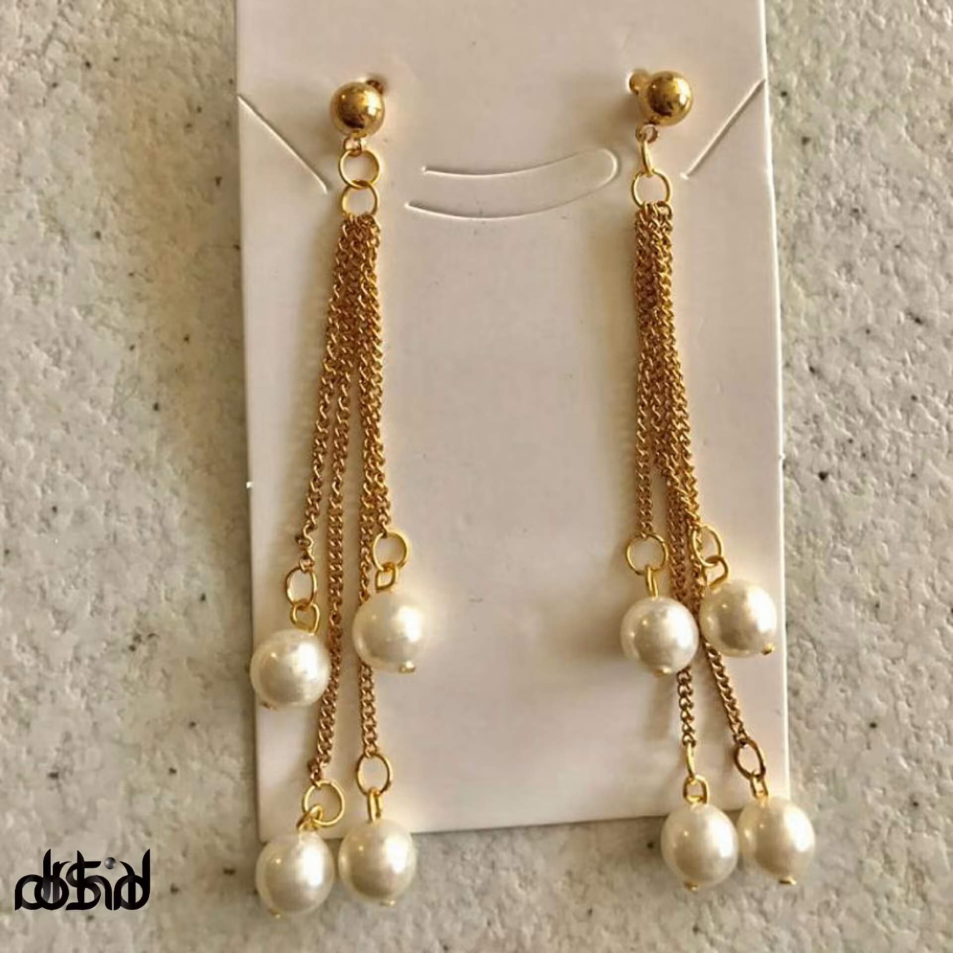 گوشواره استیل و مروارید صدفی زنانه بسیار شیک و پر فروش