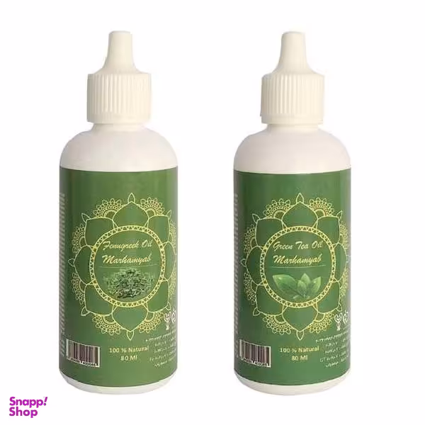 روغن تقویت کننده مو، مژه و ابرو مرهم یاب (Marhamyab) (Marhamyab) مدل شنبلیله و چای سبز حجم 80 میلی لیتر مجموعه 2 عددی