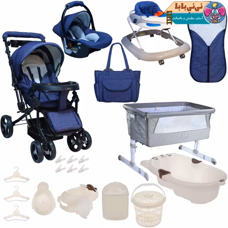 ست 14تکه کالسکه دلیجان طرح baby4life کد S205