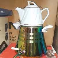 کتری قوری  هفت رنگ استیل ضد زنگ آهنربا نگیر 6 لیتر  قوری چینی کتری شیر دار