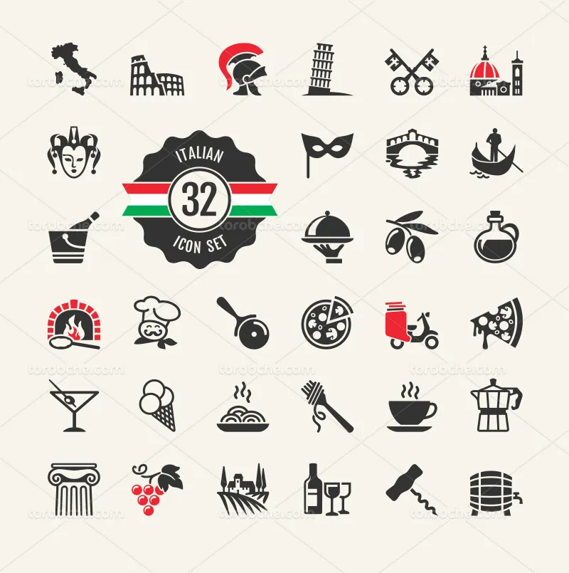 وکتور ست آیکون کشور ایتالیا | گرافیک با طعم تربچه