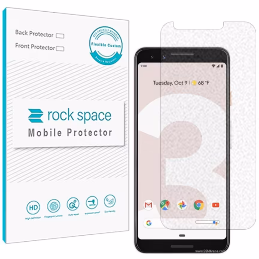 گلس مات نانو و ضد ضربه گوشی گوگل pixel3 برند راک اسپیس   