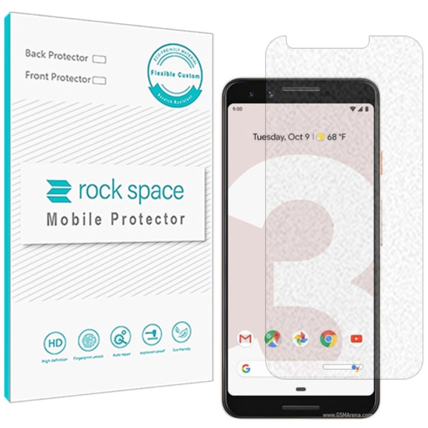 گلس مات نانو و ضد ضربه گوشی گوگل pixel3 برند راک اسپیس