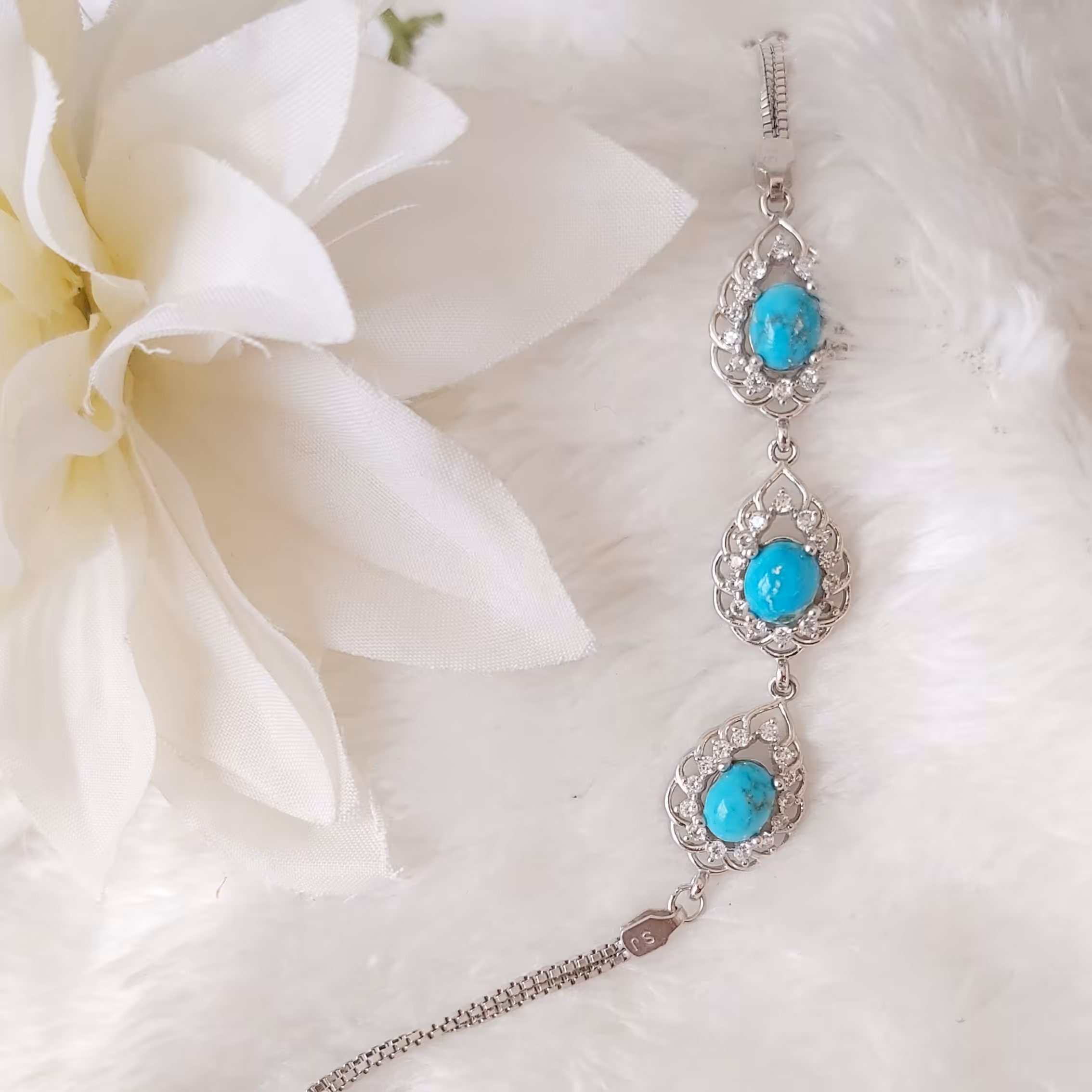 دستبند نقره و فیروزه 6