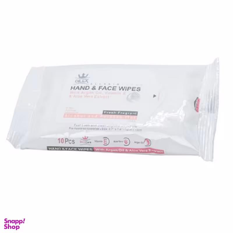 دستمال مرطوب دست و صورت مدل دایلکس بسته 10 عددی